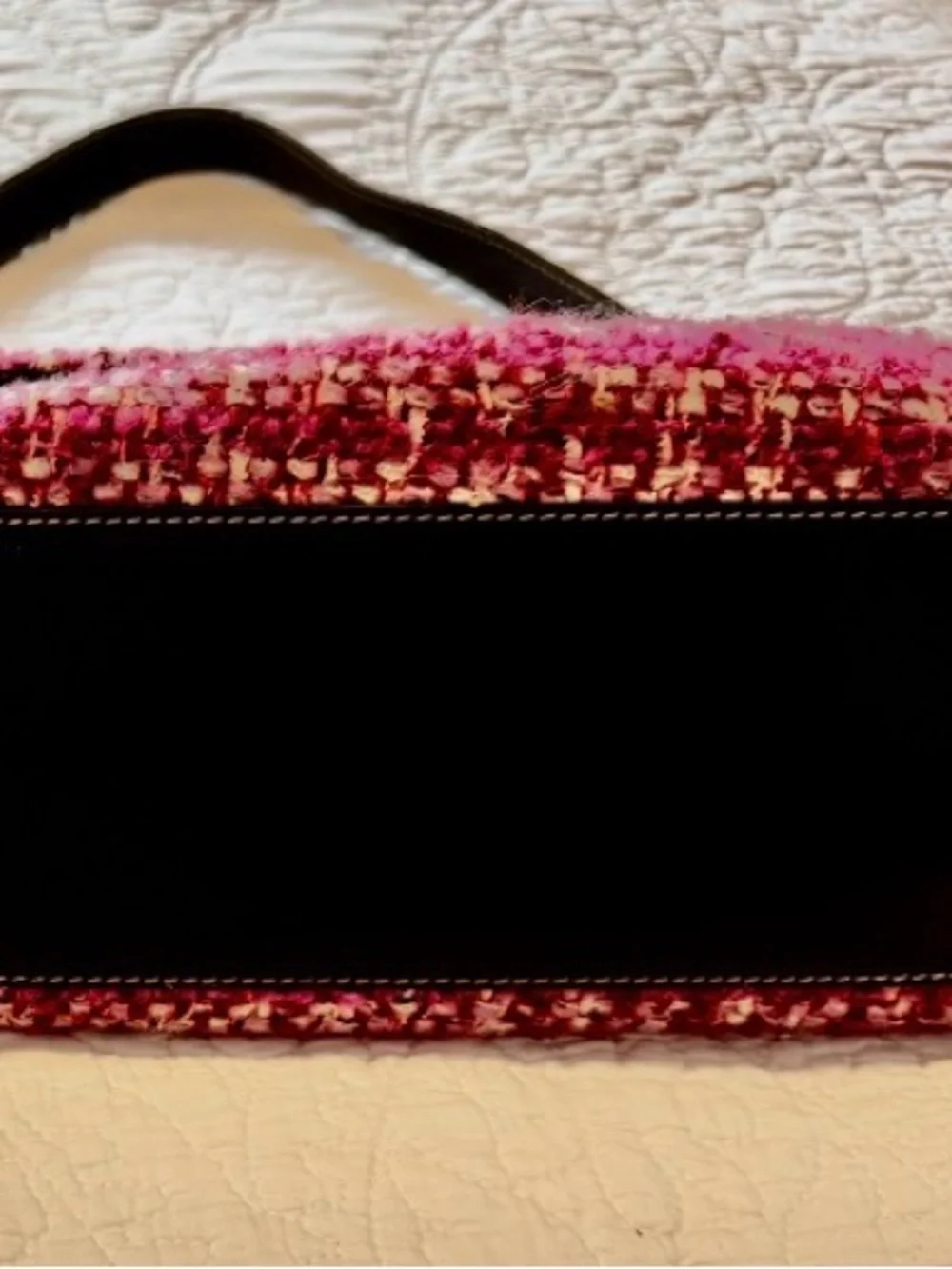 kate spade Pink Tweed Shoulder Bag with Black Strap